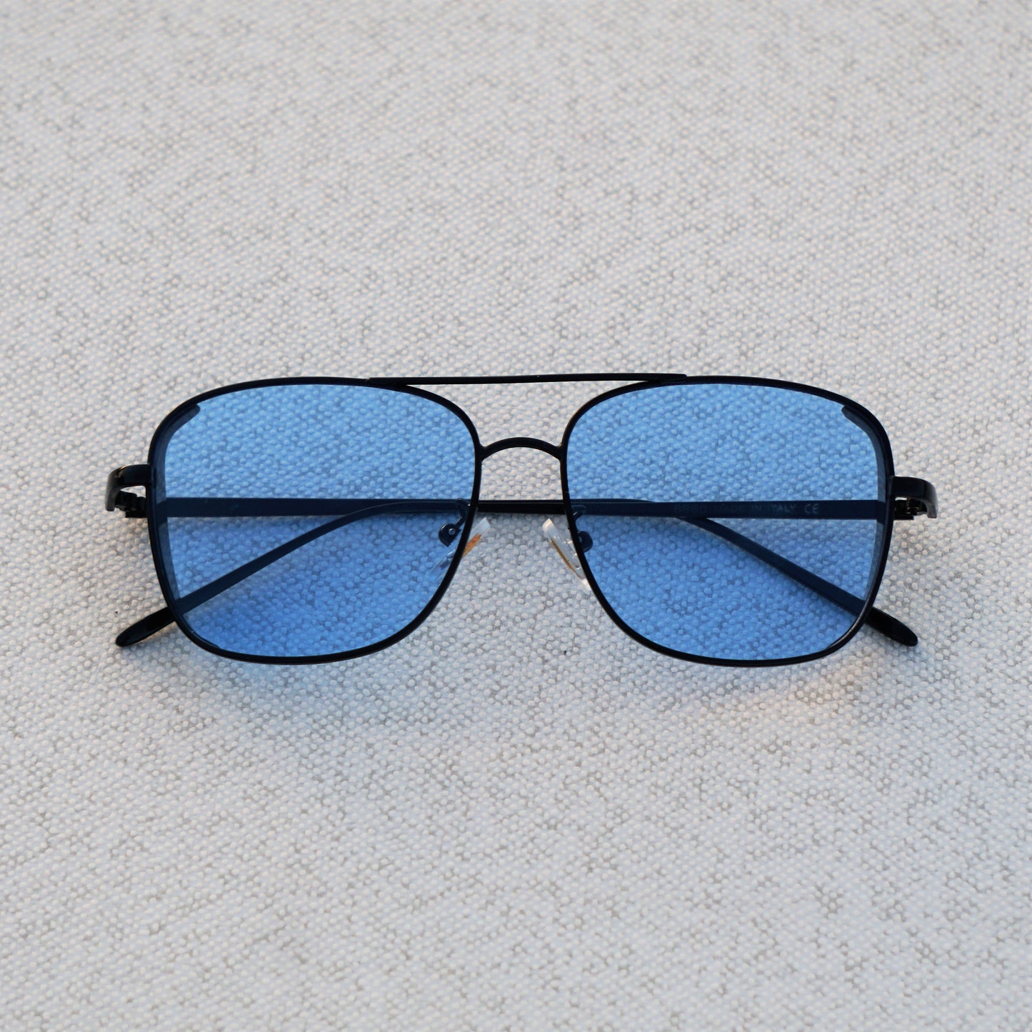 Clement Rectangle Black Blue Sunglasses