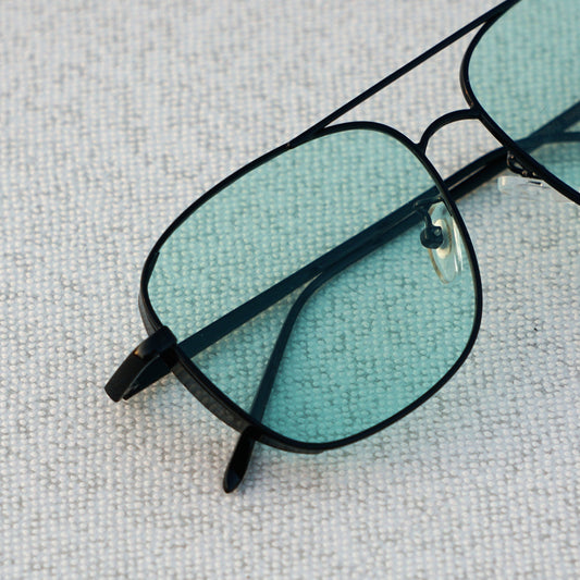 Clement Rectangle Black Green Sunglasses