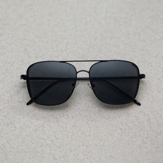 Clement Rectangle Full Black Sunglasses