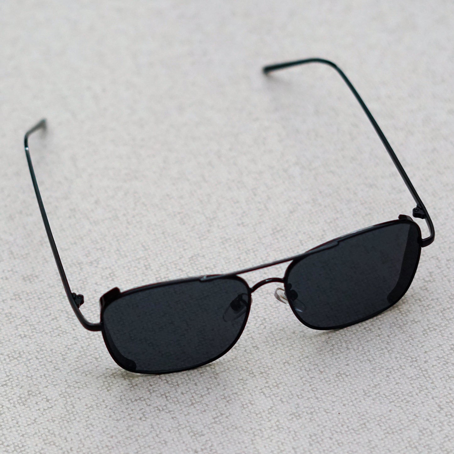 Clement Rectangle Full Black Sunglasses