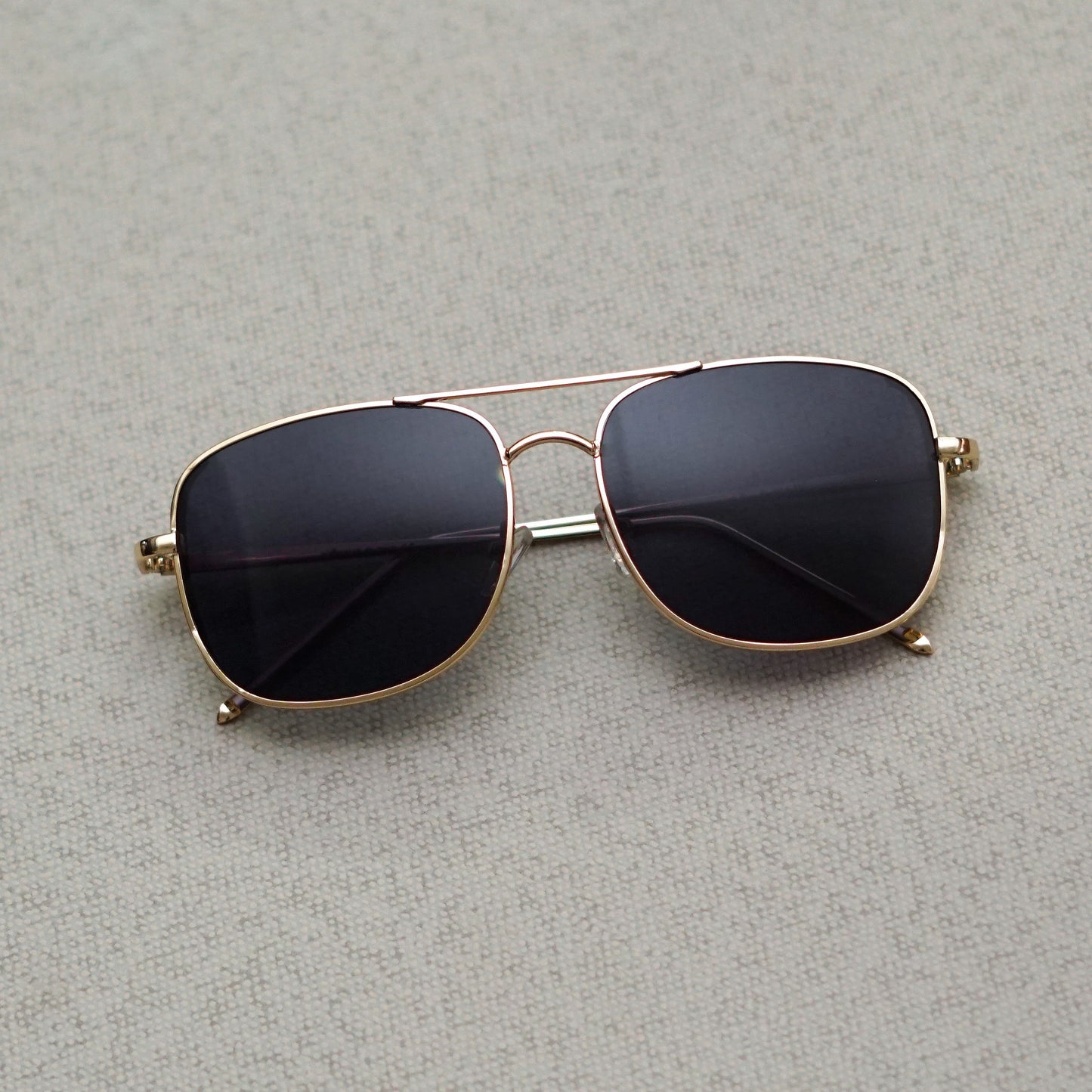 Clement Rectangle Black And Gold Sunglasses