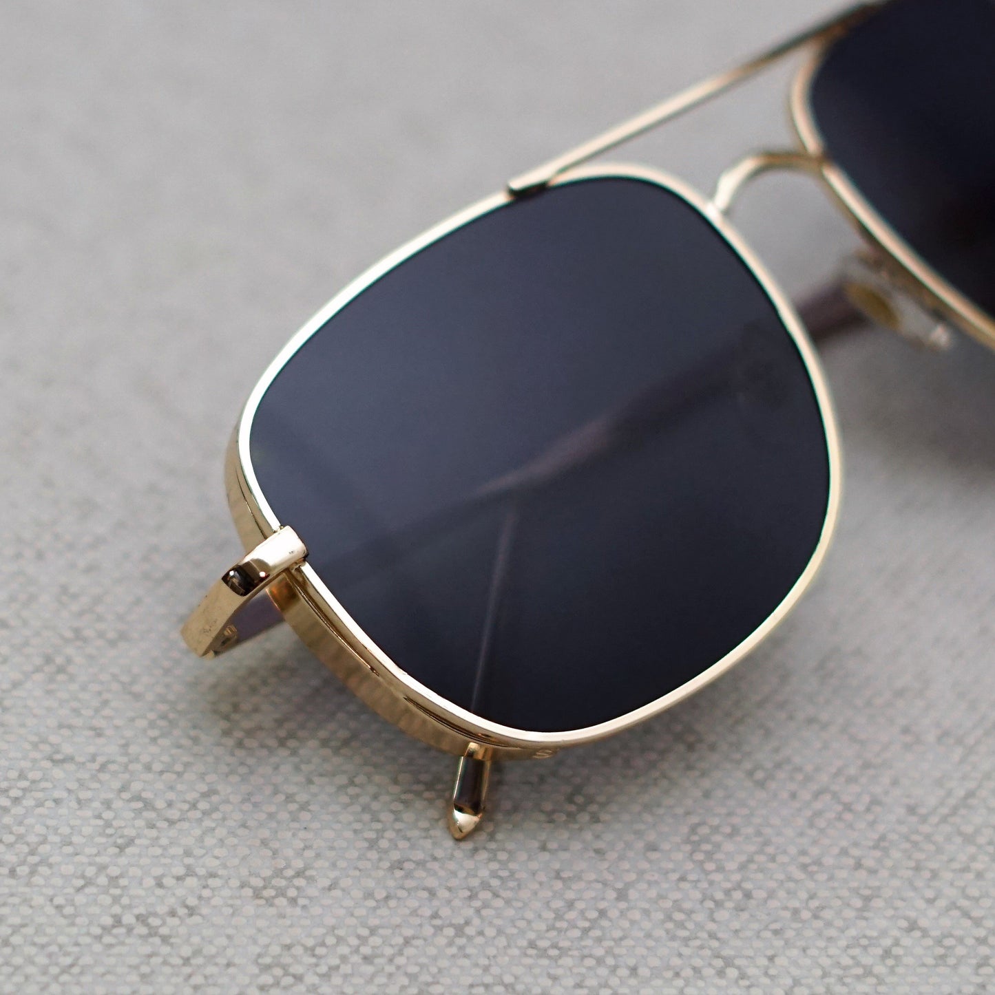 Clement Rectangle Black And Gold Sunglasses