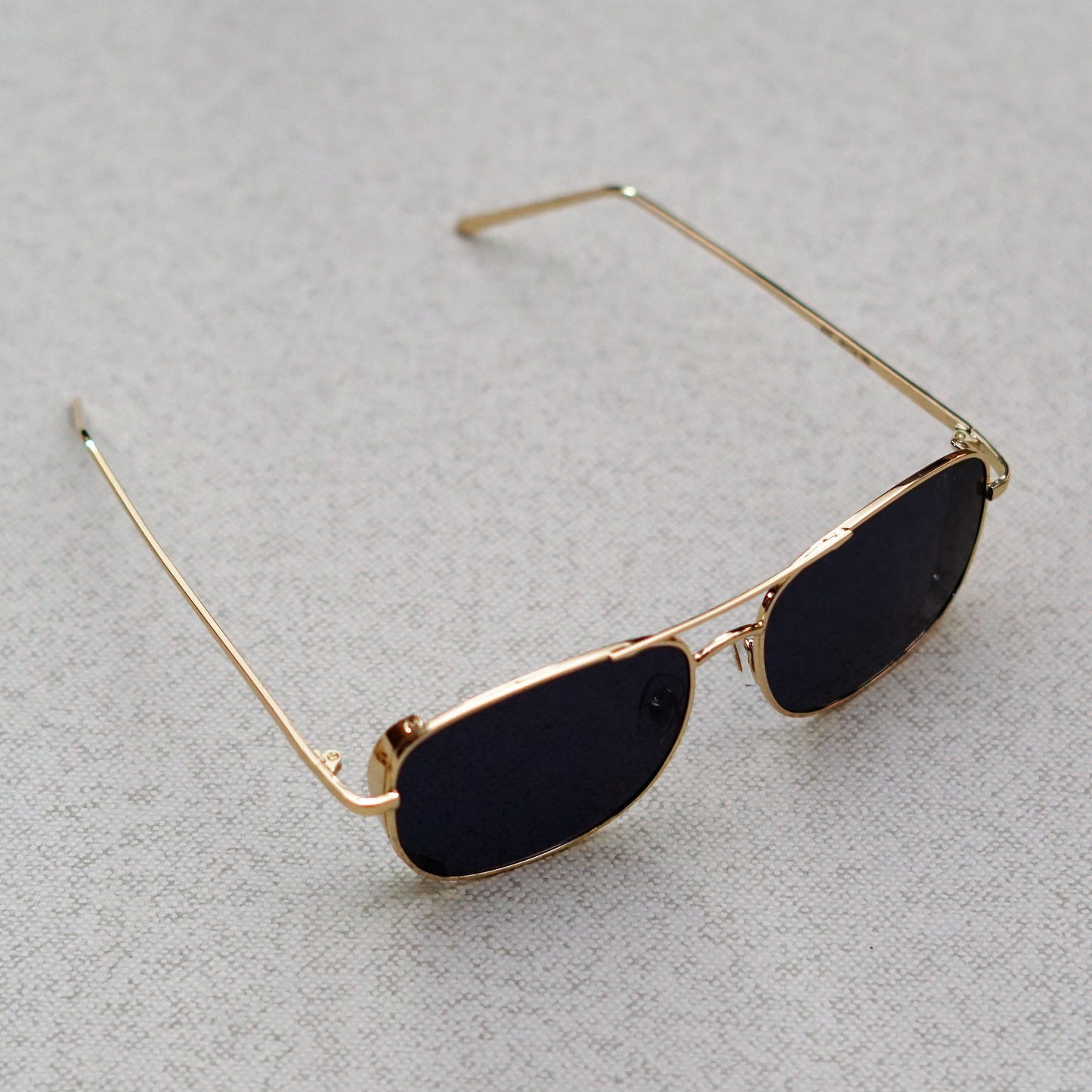 Clement Rectangle Black And Gold Sunglasses