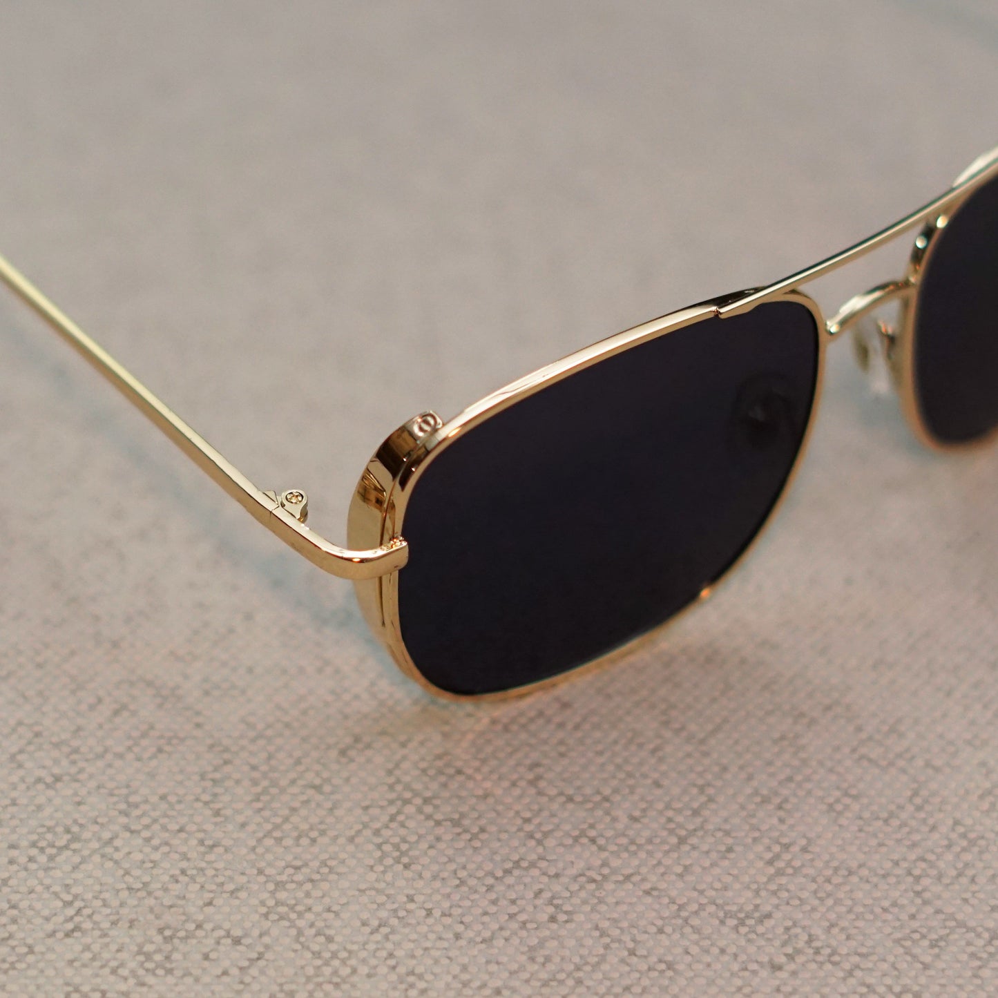 Clement Rectangle Black And Gold Sunglasses