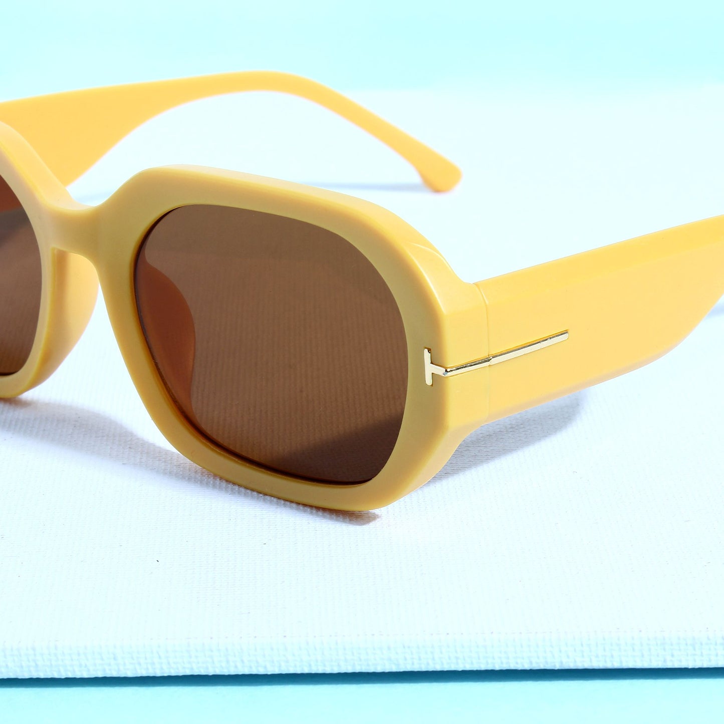 Striker Yellow Brown Rectangle Sunglasses