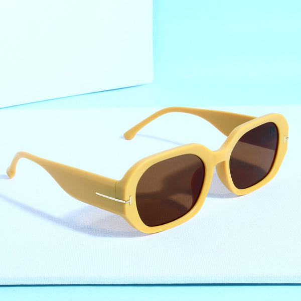 Striker Yellow Brown Rectangle Sunglasses