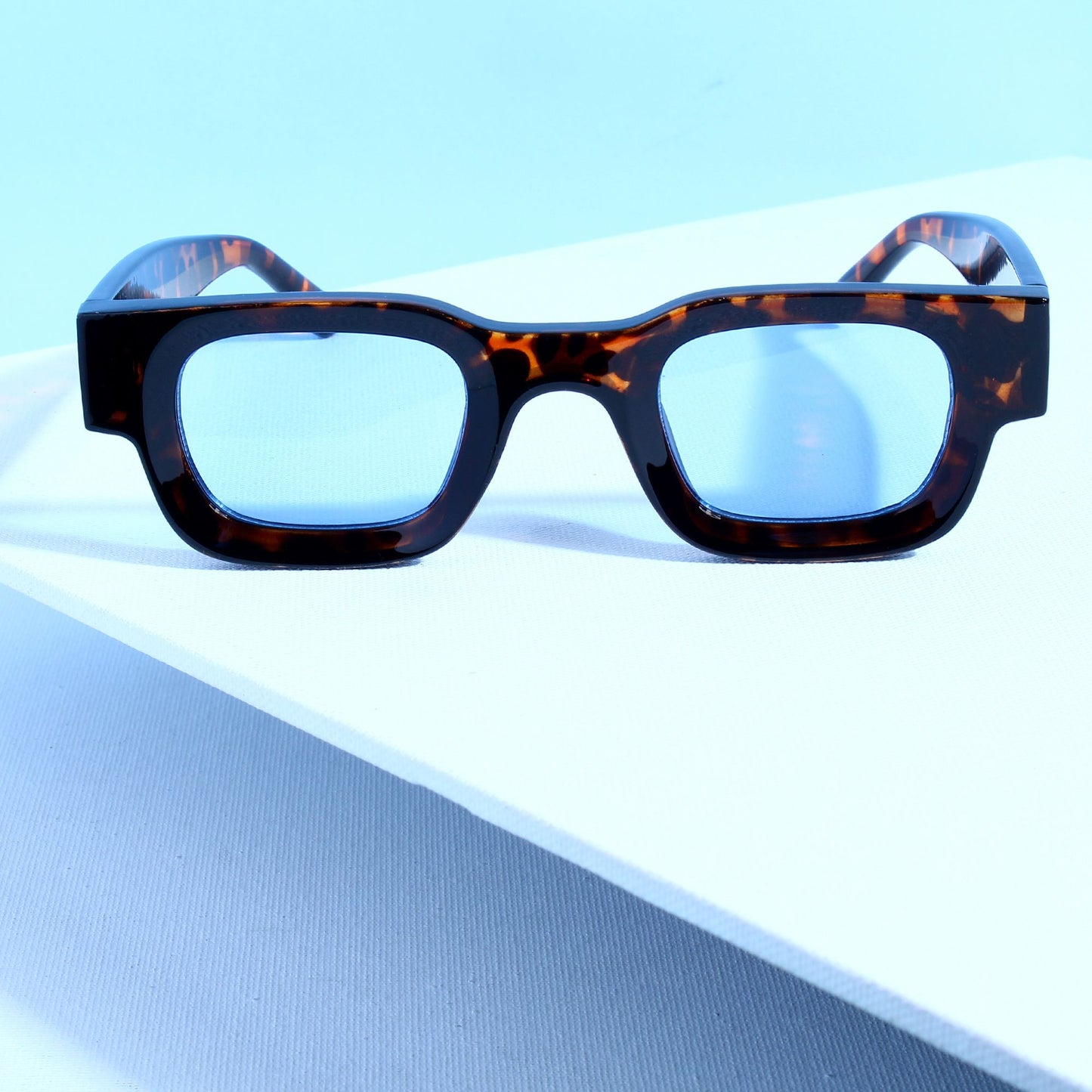 Vintage V1 Tortoise Black Blue Square Sunglasses