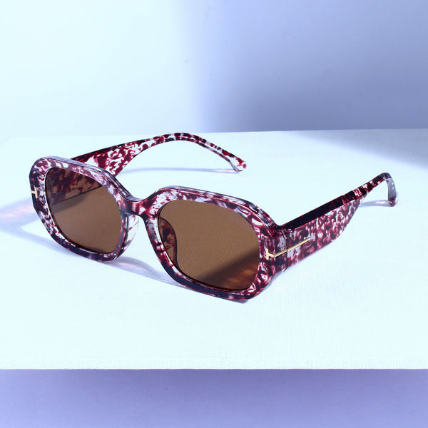 Striker Flower Brown Rectangle Sunglasses