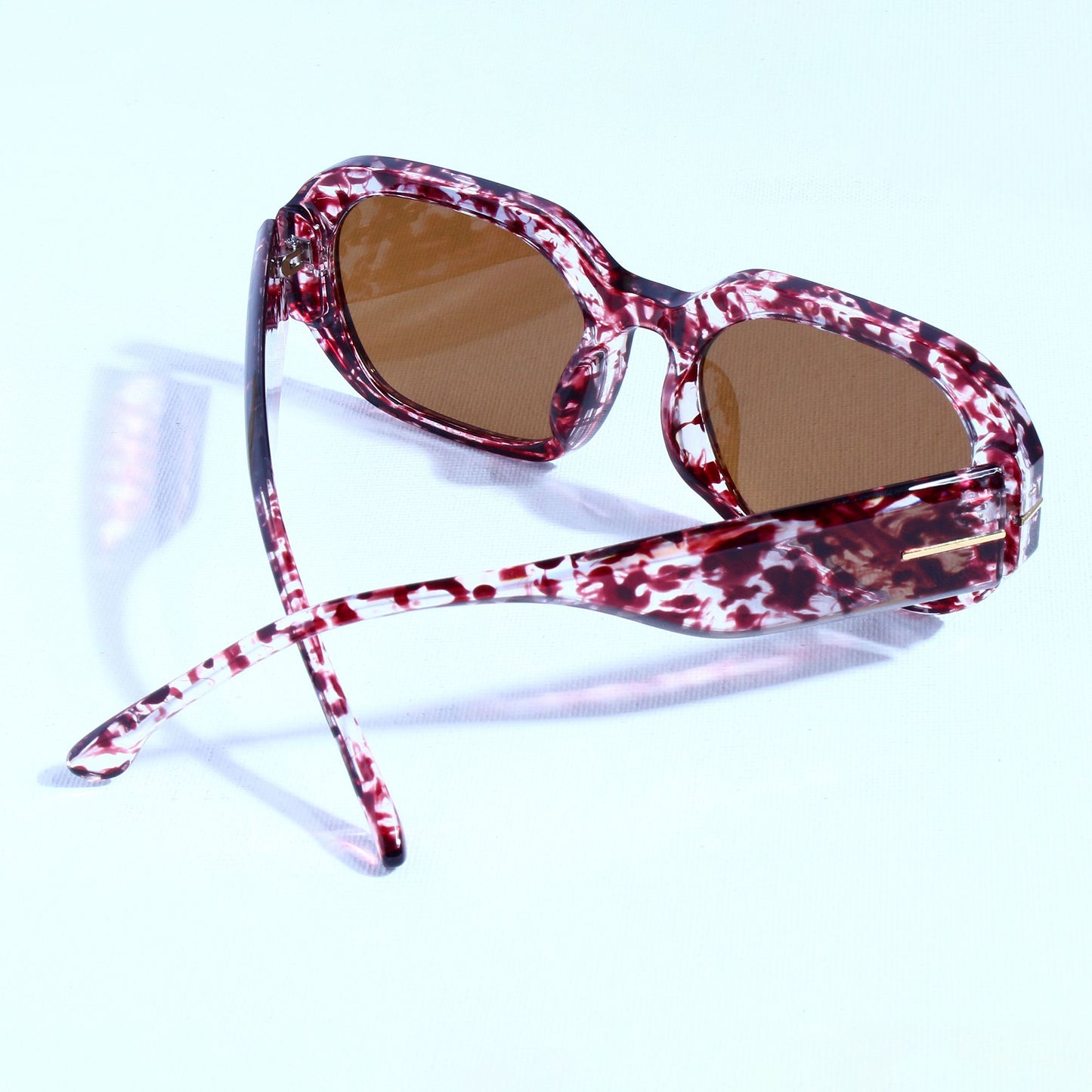 Striker Flower Brown Rectangle Sunglasses