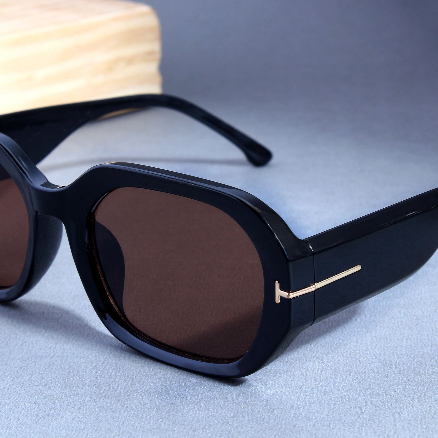 Striker Black Brown Rectangle Sunglasses