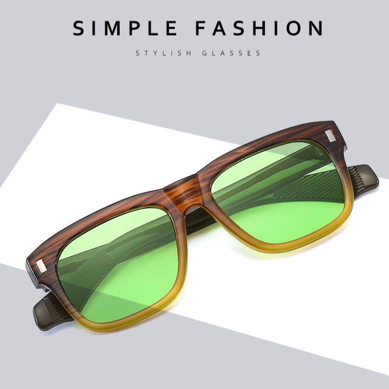 Spider Brown Green Rectangle Sunglasses