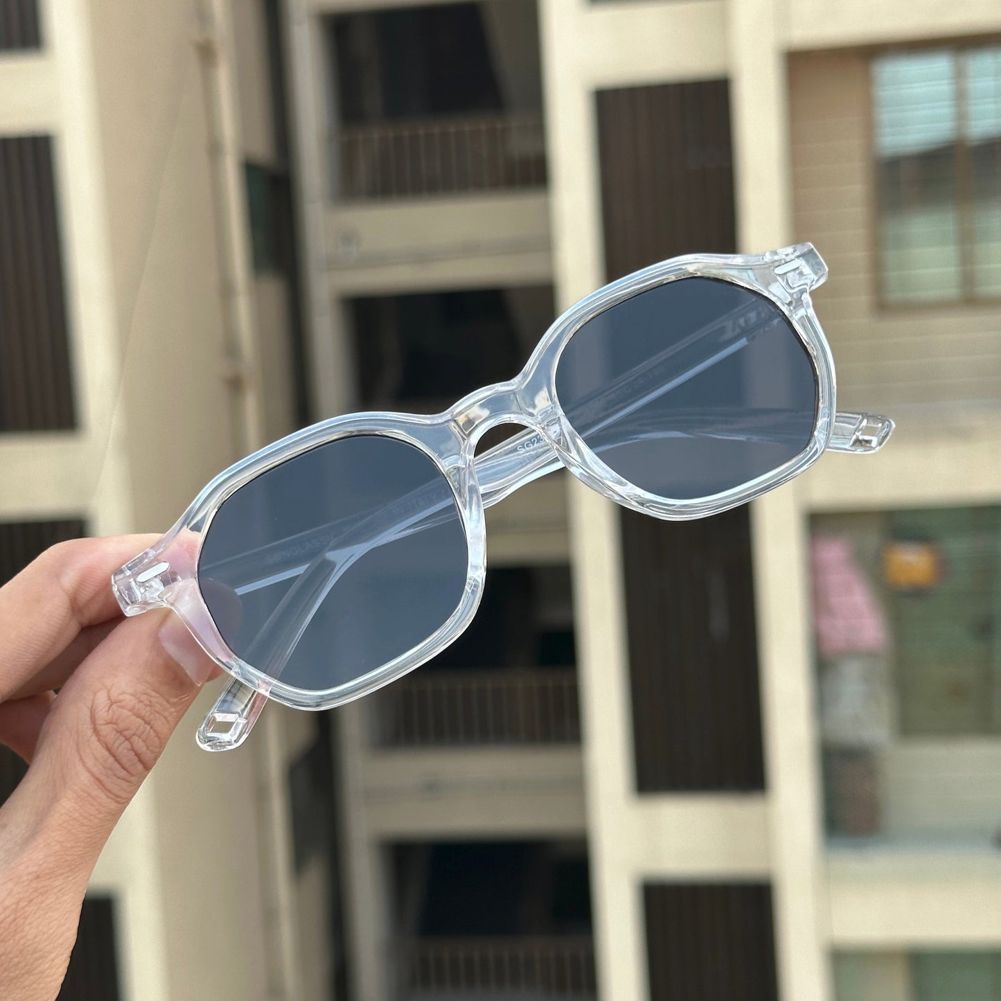 Orchid Clear Black Round Sunglasses