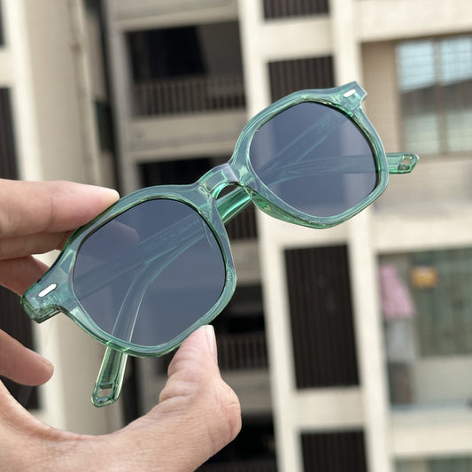 Orchid Green Black Round Sunglasses